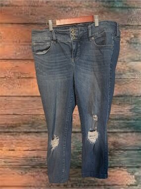 torrid Blue Distressed Cropped Jeans